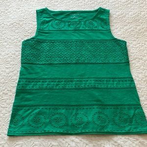 Beautiful “trending now” bright green eyelit sleeveless top